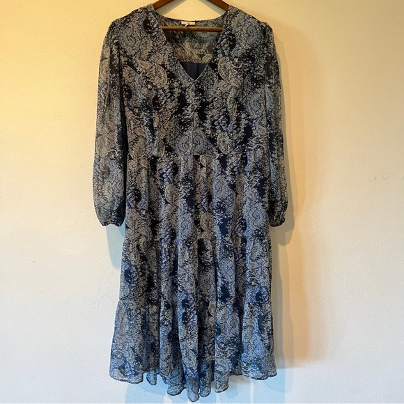 Joie Floral Layered Sheer Sleeve Flowy Dress in Parisian Paisley XL - Picture 4 of 15
